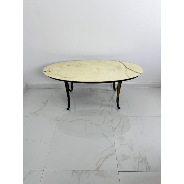 Stone Oval Coffee Table with Marble Top, 1950s For Sale - Image 7 of 13