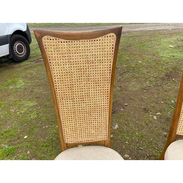Mid-Century Modern Vintage Mid Century Modern Cane Back Dining Chairs Set of 4 For Sale - Image 3 of 12