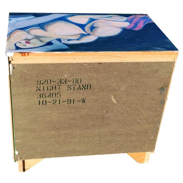 Patrick Briggs 'Tamara De Lempica" 2021 Acrylic Painted Campaign Style Wooden Nightstand For Sale - Image 11 of 12