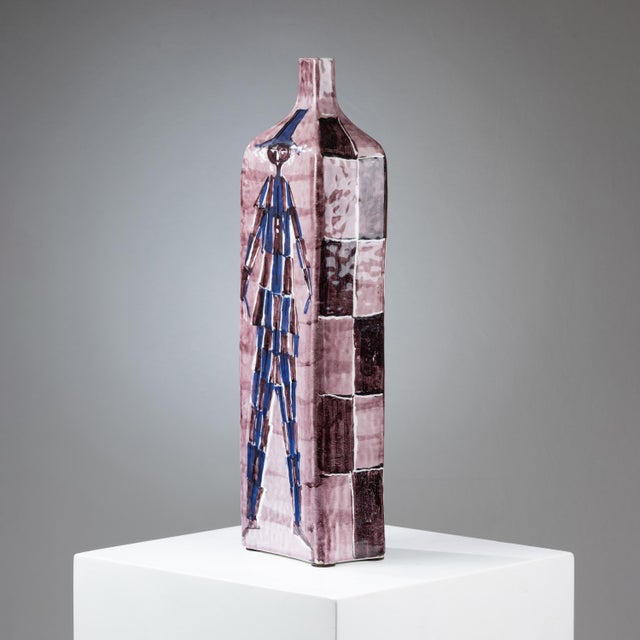 Polychrome Ceramic Vase by Alessio Tasca, 1950s, in Flawless conditions. Designed 1950 to 1959 This piece has an...