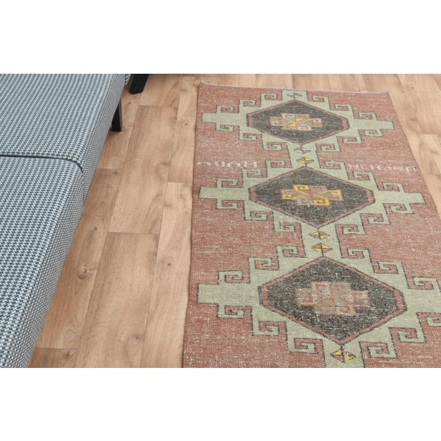 1970s 1970s Turkish Oushak Handmade Wool Cotton Orange Runner Rug For Sale - Image 5 of 11