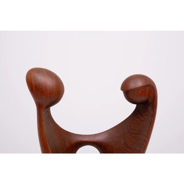 Danish "Lovers" sculpture by Simon Randers, circa 1960s. This abstract sculpture is made of solid old growth teak and...