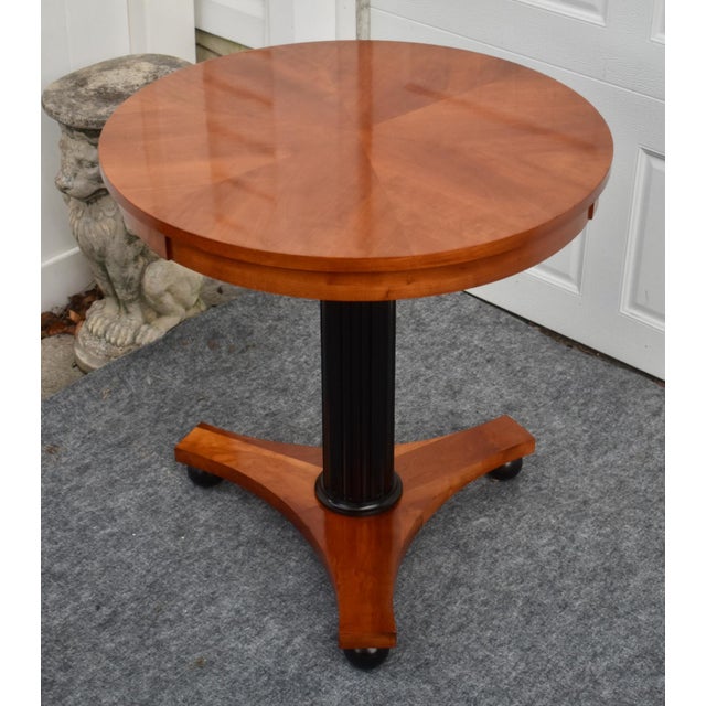 Ethan Allen Black Cherry Round Pedestal Accent Table Biedermeier Empire Style For Sale - Image 10 of 16