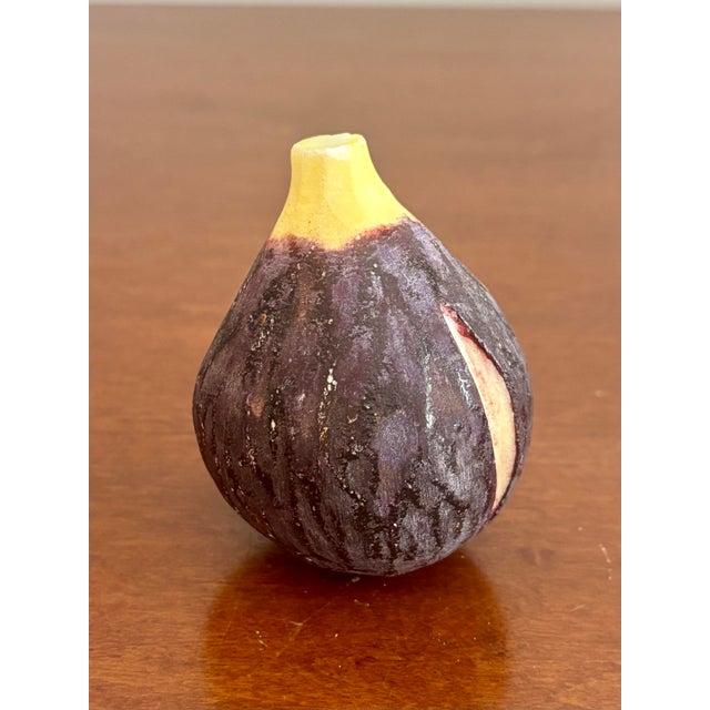 Beautiful hand carved alabaster fig . Made in Italy. Excellent paint job. Looks like the real thing from stem to skin.