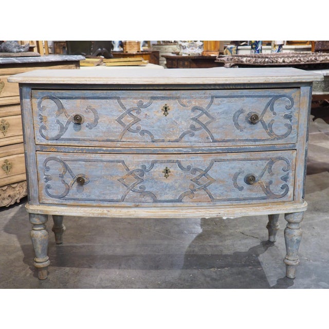 Traditional Light Blue Painted and Distressed Sauteuse Commode From Southern Germany For Sale - Image 3 of 18