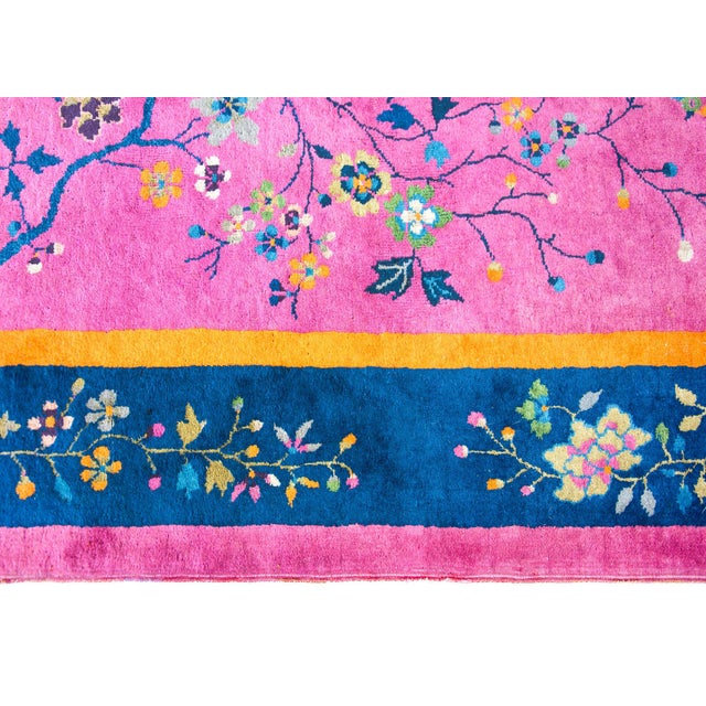 Hot Pink Early 20th Century Chinese Art Deco Rug For Sale - Image 8 of 14