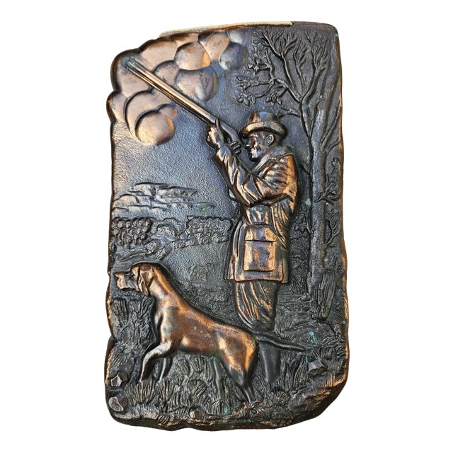Painting, Copper Relief, Hunting, 1940s For Sale