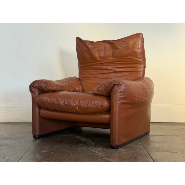 Brown Vintage 1970's Cassina Maralunga Lounge Chair For Sale - Image 8 of 17