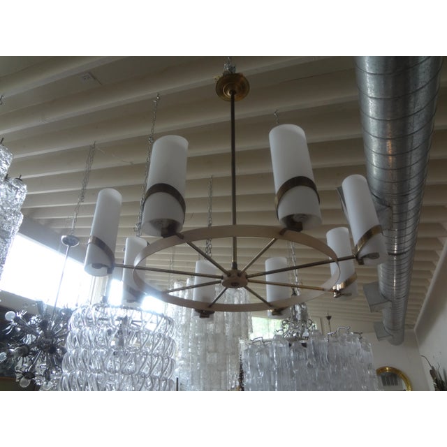 1960s Italian Modern Brass and Glass Chandelier For Sale - Image 12 of 12