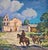 1960s Marjorie Reed –Franciscan Rider Approaching Mission San Diego De Alcalá at Dusk-Oil Painting For Sale - Image 5 of 13