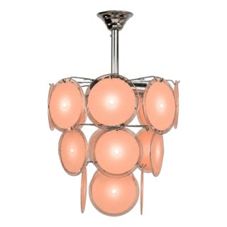 Mid-Century Modern, Bright Pink Murano Glass, Chrome, Pendant Light, 1960s For Sale
