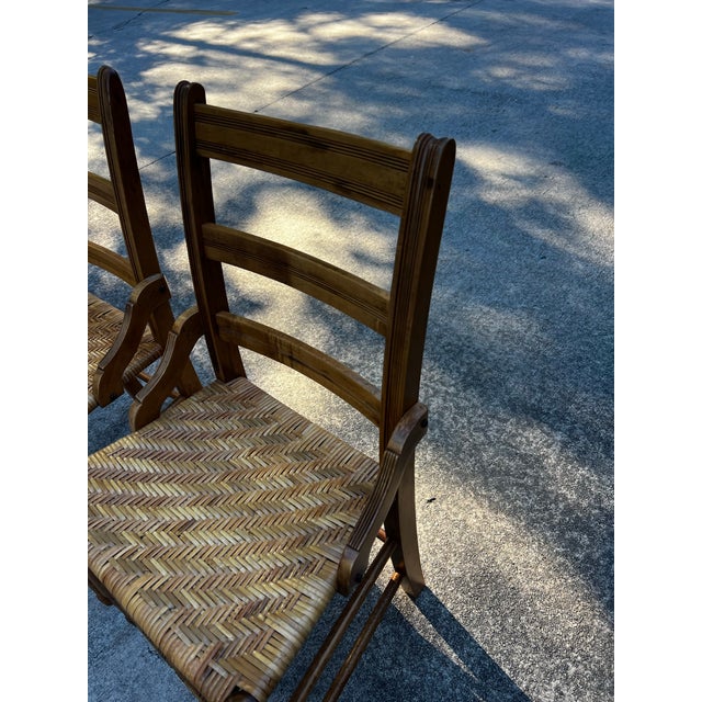 Mid-Century Modern 1970s Collection of Short Wooden Ladder Back Chairs- Set of 3 For Sale - Image 3 of 11