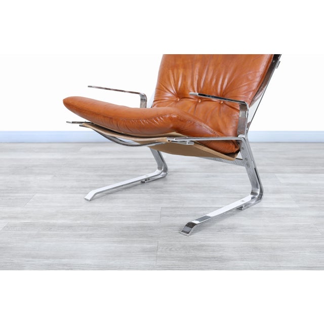 Chocolate Mid-Century Leather and Chrome Lounge Chairs by Elsa and Nordahl Solheim, 1970s For Sale - Image 8 of 13