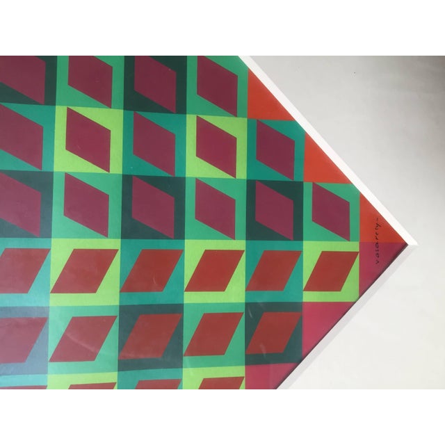 Screen print square, inscribed 'Vasarely' at bottom, hung diagonally, sides of the square 23 1/2 x 23 1/2 (59.5 x 59.5);...