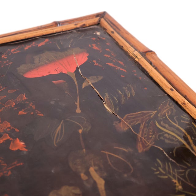 Victorian Bamboo Occasional Table With Lacquered Top, English, Ca. 1880 For Sale - Image 9 of 11