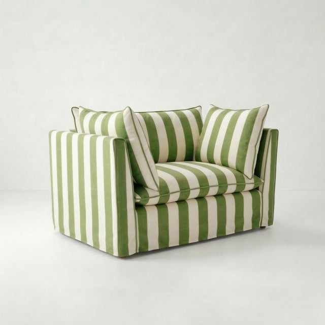 A joyous beautiful loveseat made by hand in the USA using natural materials with a large dollop of comfort. 'Tradition...