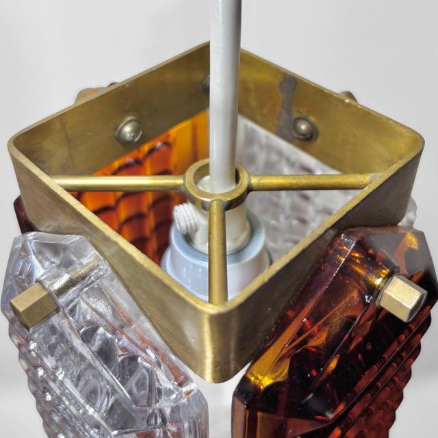 Scandinavian Pendant Lamps in Glass and Brass by Wiktor Berndt for Flygsfors, Sweden, 1960s, Set of 2 For Sale - Image 9 of 13