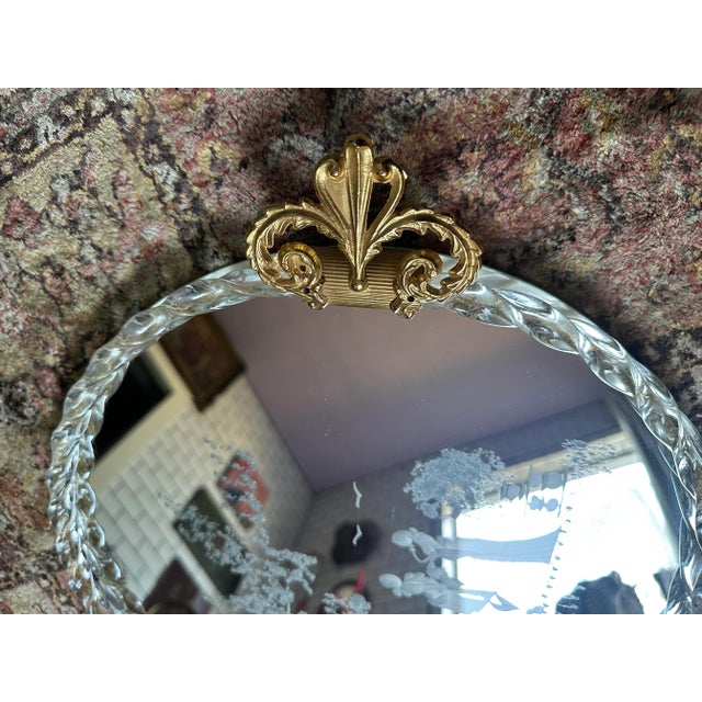 Vintage Venetian Murano Rope Glass Vanity Tray Midcentury Italian Design Gold Brass Handles For Sale - Image 9 of 10