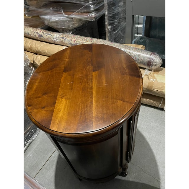 2000 - 2009 Hand Carved Wood Oval Nighstand For Sale - Image 5 of 9