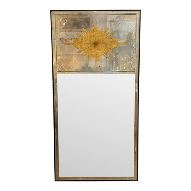 Maison Jansen Design Eglomise’ Sunburst Trumeau Mirrors For Sale
