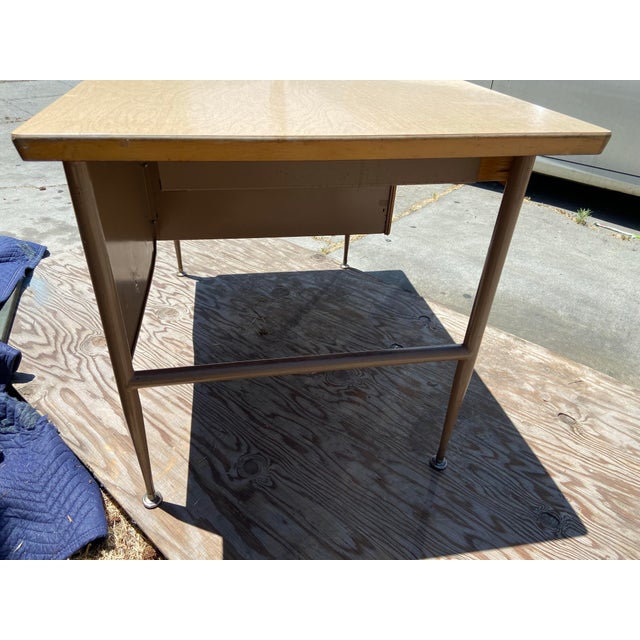 1960s Vintage Mid Century Modern Metal Tanker Desk For Sale - Image 9 of 12