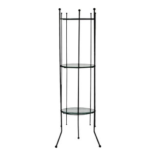 Vintage Black Painted Metal Glass Three Tier Narrow Etagere Mid Century For Sale