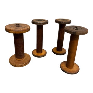 Antique Wooden Spools, S/4 For Sale