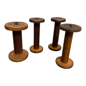 Antique Wooden Spools, S/4