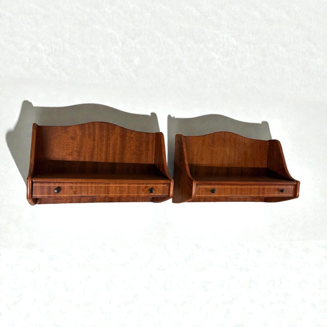 Wood Vintage Danish Wall-Mounted Nightstands in Teak, 1960s, Set of 2 For Sale - Image 7 of 7