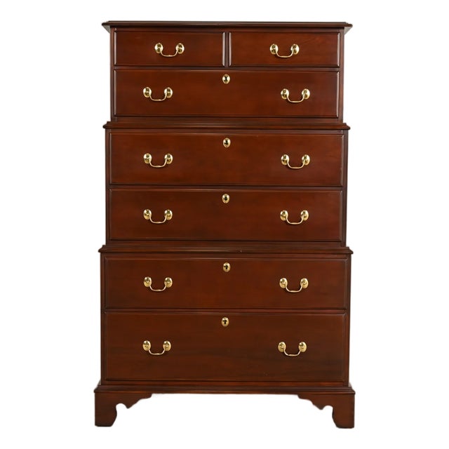 Harden Furniture Georgian Solid Mahogany Triple Chest-on-Chest Highboy Dresser For Sale
