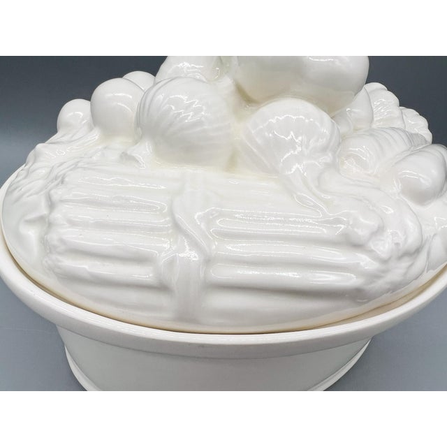 Vintage White Ceramic Harvest Vegetable Tureen / Baking / Serving Dish With Sculptural Lid – French Country / Cottagecore For Sale - Image 12 of 16