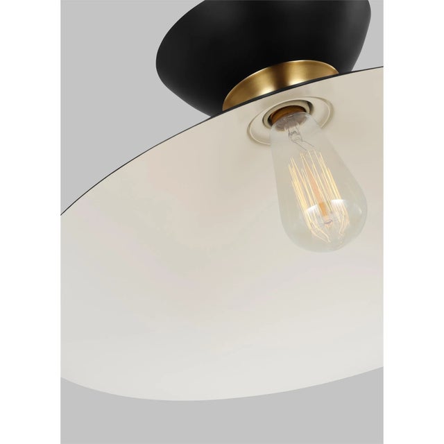 Modern ED Ellen DeGeneres by Visual Comfort Studio Heath Wide Pendant, Midnight Black & Burnished Brass For Sale - Image 3 of 6