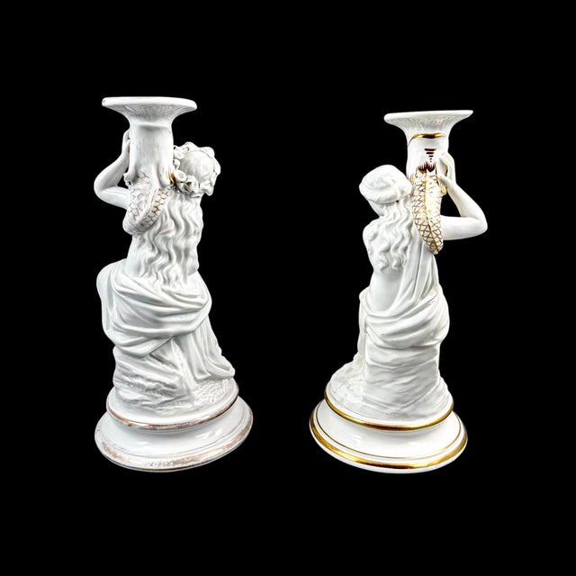 Victorian Porcelain Figural Candlesticks, Set of 2 For Sale - Image 3 of 18
