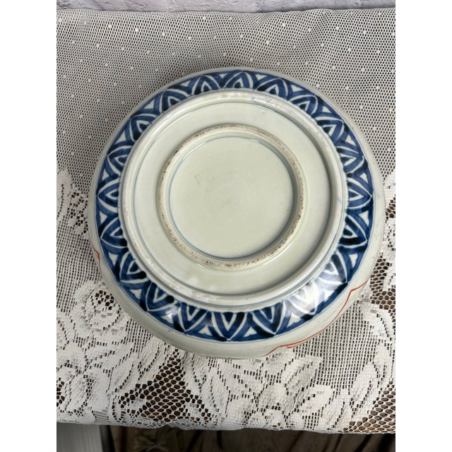Late 20th Century Antique Japanese Imari Porcelain Bowl - 10" Meiji Period Arita Ware - Hand-Painted Floral For Sale - Image 5 of 12