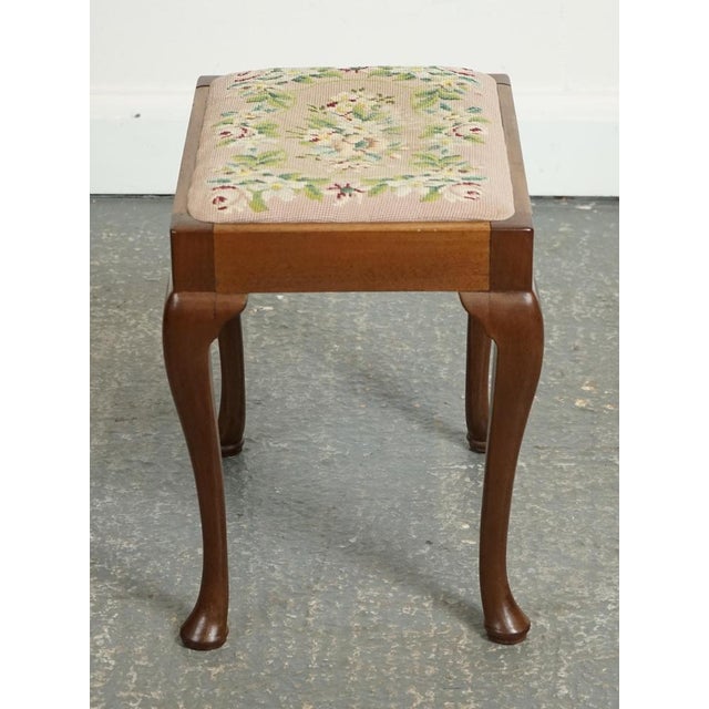 Piano Dressing Table Stool with Flower Stitchwork with Queen Anne Legs For Sale - Image 4 of 10