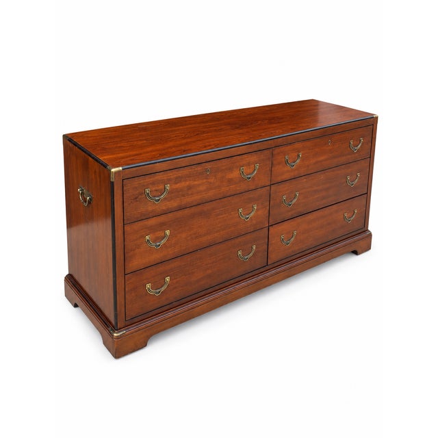National Furniture Company 1970s National Mt. Airy Campaign-Style Six-Drawer Dresser For Sale - Image 4 of 9
