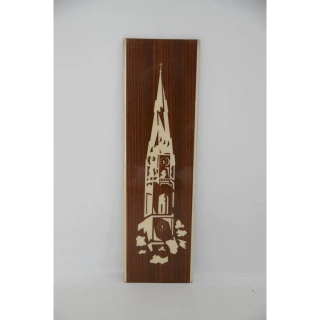 Veneer Image of Church Tower, 1960s For Sale - Image 3 of 13