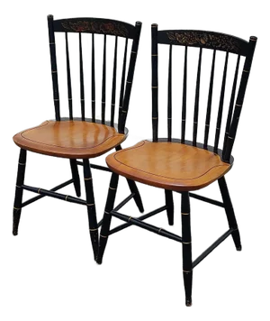 Vintage Hitchcock Mid 20th Century Maple & Lacquered Side Chair - Set of 2