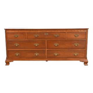 Baker Furniture Chippendale Carved Mahogany Long Dresser or Credenza For Sale