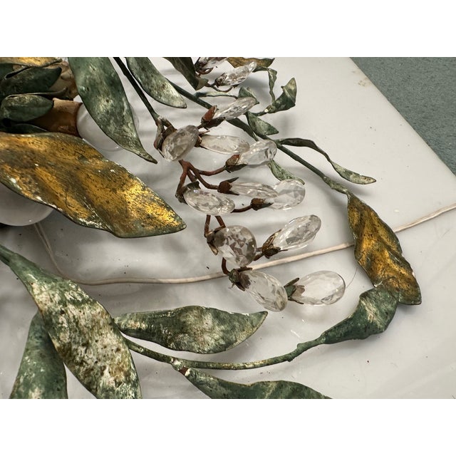 Glass Large Tole Florentine Flushmount, 1960s For Sale - Image 7 of 15