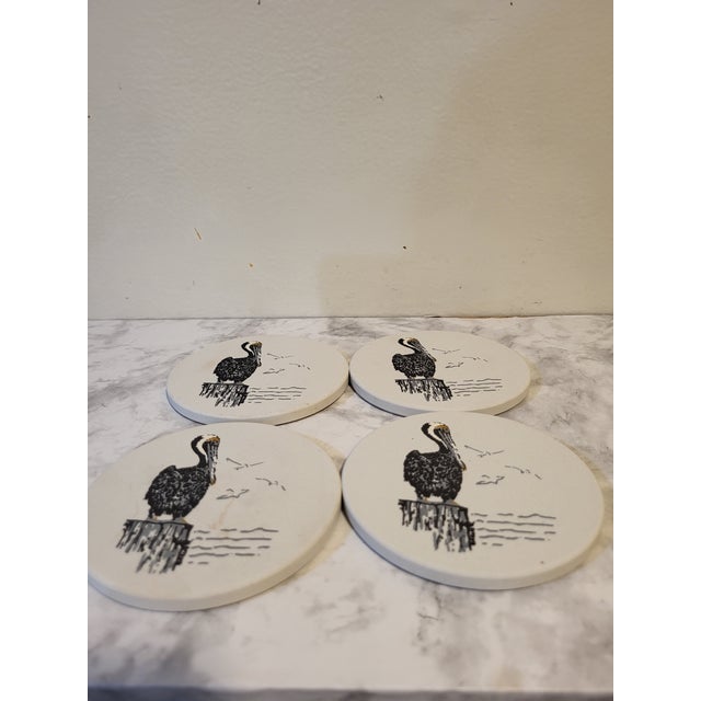 Abstract Expressionism 1970s Stone Coasters Pelican with box - Set of 4 For Sale - Image 3 of 12