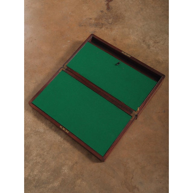 Vintage Mahogany Document Box Dispatch Box With Brass Name Plate Green Felt Interior Storage Box For Sale In Greensboro - Image 6 of 11