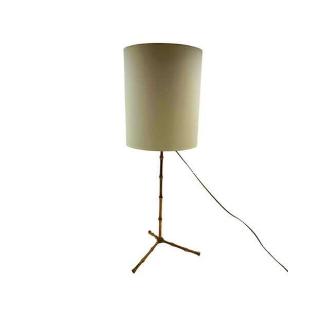 Gold 1970s Hollywood Regency Bamboo Shaped Table Lamp, Maison Jansen For Sale - Image 8 of 10