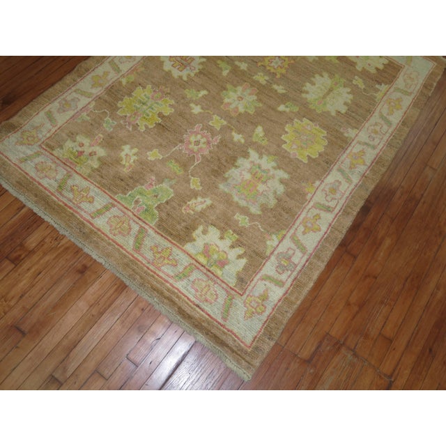 Early 20th Century Vintage Inspired Oushak Rug For Sale - Image 5 of 6
