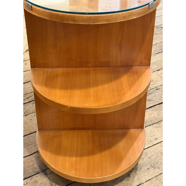 Mid Century Art Deco Rolling Bar Cart With Drop Front and Glass Bar Storage on the Reverse. For Sale In New York - Image 6 of 10