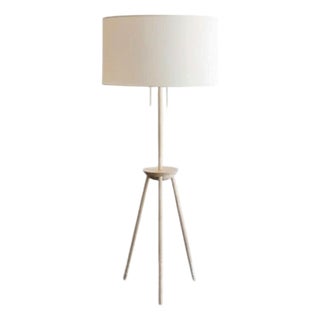 BDDW Tripod Floor Lamp in Maple With Two Linen Shades For Sale