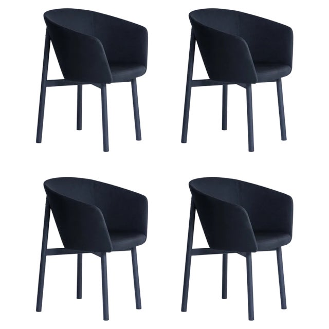 Black Residence Bridge Armchairs by Jean Couvreur for Kann Design, Set of 4 For Sale