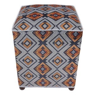 Boho Chic Velvet Upholstered Ottoman For Sale