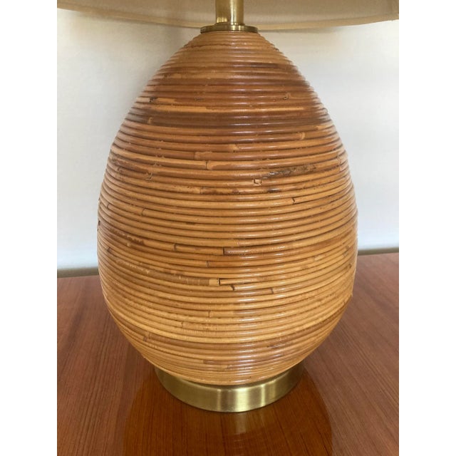 1970s Pencil Reed Lamps With Micro Pleat Shades in the Style of Gabriella Crespi For Sale In Los Angeles - Image 6 of 8