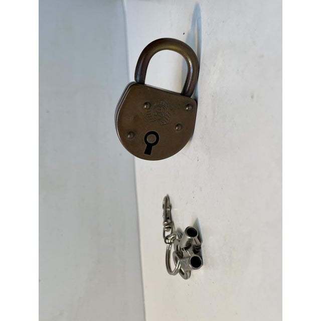 German Tri-Lock Padlock in Brass, 1940s For Sale - Image 9 of 9